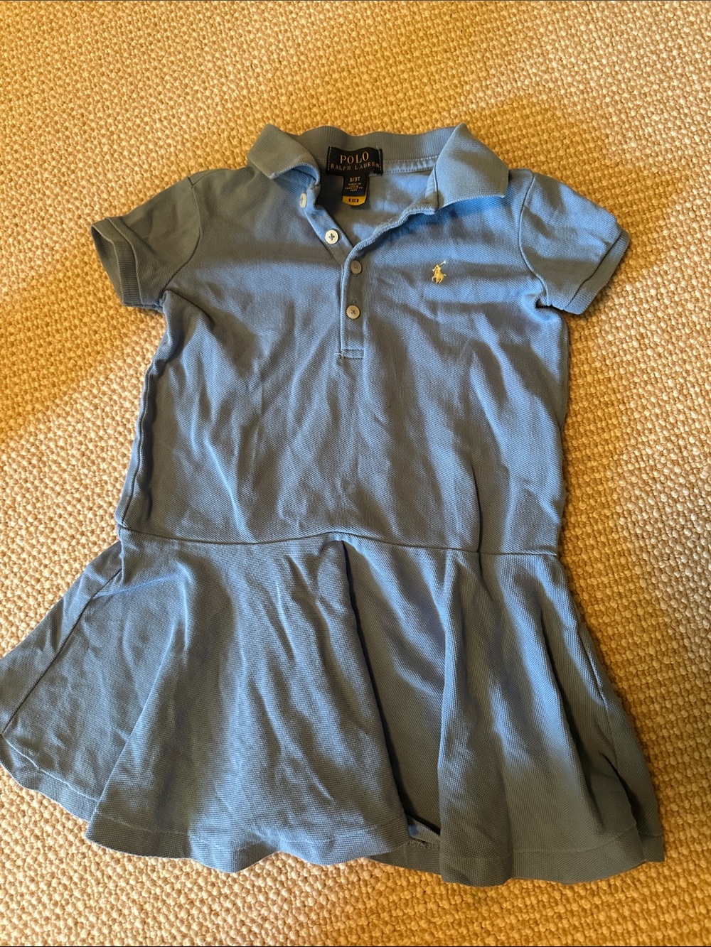 Ralph Lauren Light Blue Girls Polo Dress with Yellow Pony